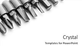  Presentation with bits - Slide deck having small scale industry - macro of screwdriver bits background and a white colored foreground