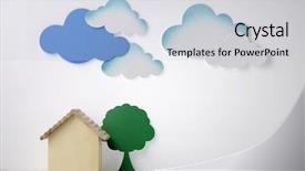  Presentation with house model software - PPT theme enhanced with small scale industry - model house with paper cloud background and a  colored foreground