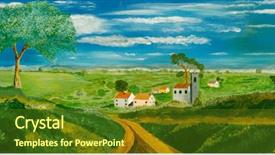  Presentation with wood panel - Audience pleasing slide deck consisting of small scale original oil painting backdrop and a tawny brown colored foreground