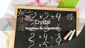  Presentation with school desk - Beautiful PPT layouts featuring small school desk with various school supplies close-up isolated on white backdrop and a tawny brown colored foreground