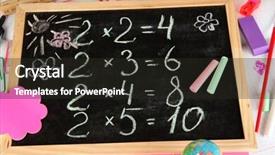  Presentation with school desk - Amazing PPT theme having courtyard of iglesia catedral de santa maria de betancuria - betancuria fuerteventura canary islands spain backdrop and a light gray colored foreground.