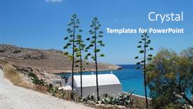  Presentation with university unc chapel hill - Audience pleasing slides consisting of small-seafront-chapel-near-pondamos backdrop and a teal colored foreground