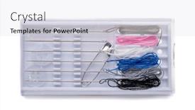  Presentation with needles - PPT theme enhanced with small-sewing-kit-with-needles background and a white colored foreground