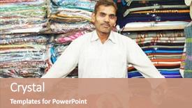  Presentation with indian - Beautiful slide set featuring small shop owner indian man backdrop and a coral colored foreground