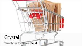  Presentation with shopping - Beautiful PPT layouts featuring small shopping cart with paper backdrop and a white colored foreground