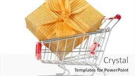  Presentation with box - Audience pleasing slides consisting of small-shopping-cart-with-present backdrop and a white colored foreground