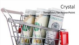  Presentation with shopping trolley - Slide deck enhanced with trolley with dollars banknotes isolated background and a white colored foreground