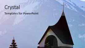  Presentation with arakura sengen shrine - Presentation theme featuring small shrine in the winter background and a light blue colored foreground