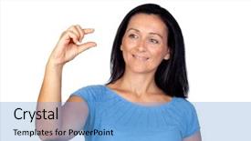  Presentation with signal - Beautiful slide set featuring small size adorable woman making backdrop and a  colored foreground