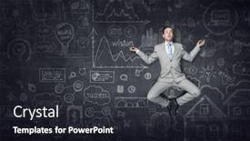  Presentation with dark - Theme featuring small-size-businessman-against-dark background and a dark gray colored foreground