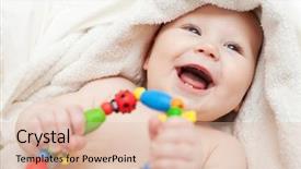  Presentation with baby toy - Presentation having small smiling baby background and a lemonade colored foreground