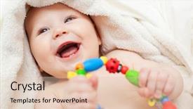  Presentation with baby toy - Audience pleasing slides consisting of small smiling baby backdrop and a lemonade colored foreground