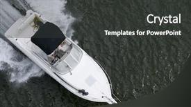  Presentation with speedboat - Colorful presentation design enhanced with small speedboat shot from above backdrop and a dark gray colored foreground