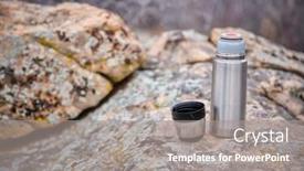  Presentation with hot tea - Presentation having small-stell-thermos-bottle background and a gray colored foreground