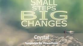  Presentation with stand - Colorful presentation design enhanced with small steps big change - concept of with a person backdrop and a gray colored foreground