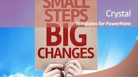  Presentation with annual day invitation card - Colorful presentation theme enhanced with small steps big changes card backdrop and a coral colored foreground