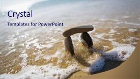  Presentation with stonehenge - Presentation theme consisting of small stonehenge at sand near background and a sky blue colored foreground