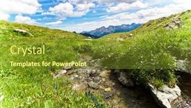  Presentation with stream - Colorful slide deck enhanced with small stream in an alpine backdrop and a tawny brown colored foreground