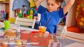  Presentation with art craft - Colorful slide deck enhanced with table girl in an orphanage backdrop and a coral colored foreground