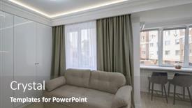  Presentation with studio flat - Presentation enhanced with small-studio-flat-living-room background and a  colored foreground