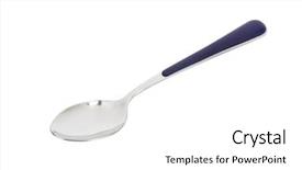  Presentation with spoon - Cool new PPT theme with small table spoon with blue backdrop and a white colored foreground