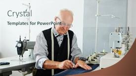  Presentation with tailoring - Colorful presentation design enhanced with small tailoring business backdrop and a sky blue colored foreground