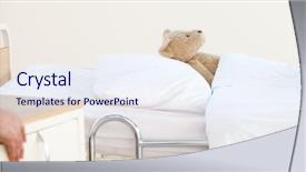  Presentation with hospital bed - PPT theme having small teddy bear alone background and a sky blue colored foreground