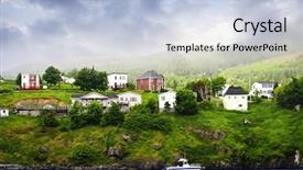  Presentation with newfoundland - PPT theme with small town - quaint seaside fishing village background and a lemonade colored foreground