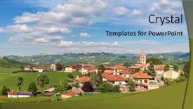  Presentation with vineyards - Slides with small town among green vineyards background and a light blue colored foreground