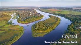  Presentation with time - PPT theme with small-town-dzisna background and a ocean colored foreground