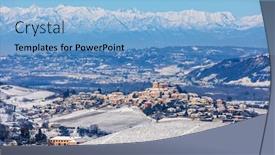  Presentation with snow mountain - Amazing presentation having small town on the hills covered in snow as mountain range on background in piedmont northern italy backdrop and a light blue colored foreground