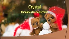  Presentation with snowman - Slides consisting of small toy bears making snowman in christmas still life background and a tawny brown colored foreground