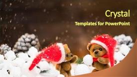  Presentation with snowman - PPT layouts consisting of small toy bears making snowman in christmas still life background and a wine colored foreground