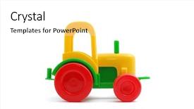  Presentation with tractor - PPT theme featuring small toy tractor a side background and a white colored foreground