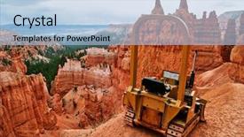  Presentation with tractor - PPT layouts consisting of small tractor on a slope background and a light blue colored foreground