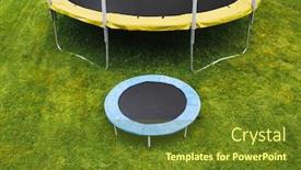  Presentation with comparison - Beautiful PPT theme featuring small-trampoline-near-big-one backdrop and a tawny brown colored foreground