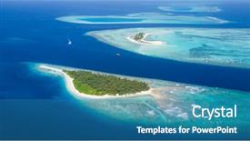  Presentation with maldives - Audience pleasing presentation design consisting of small tropical island in maldives backdrop and a teal colored foreground