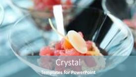  Presentation with snack - PPT theme consisting of small tuna snack in a cocktail glass background and a teal colored foreground