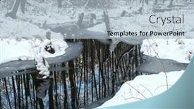  Presentation with winter river - Slides consisting of small-unfrozen-river-or-stream background and a light blue colored foreground