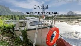  Presentation with navy vessel - Presentation theme with small-vessel-aground background and a light blue colored foreground