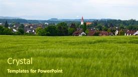  Presentation with region - PPT theme with small-village-in-the-spring background and a tawny brown colored foreground