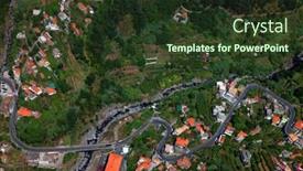  Presentation with view of village in cordillera - PPT theme with small village of curral das background and a tawny brown colored foreground
