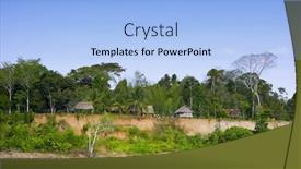  Presentation with village - Theme consisting of small-village-on-the-river background and a light blue colored foreground