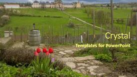  Presentation with eastern - Presentation design having small-vineyard-and-kuks-hospic background and a tawny brown colored foreground