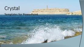  Presentation with lighthouse - Slide deck consisting of small water splashes on sea with lighthouse background and a light blue colored foreground