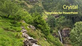  Presentation with village india - Beautiful theme featuring small waterfall and apple garden backdrop and a tawny brown colored foreground