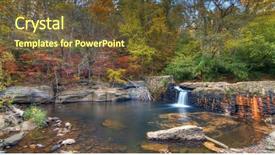  Presentation with fall waterfall - Beautiful theme featuring small waterfall in a broken backdrop and a tawny brown colored foreground