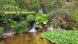  Presentation with jungle - PPT layouts with small waterfall in the picturesque jungle background and a tawny brown colored foreground