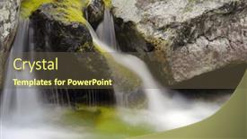  Presentation with waterfall - Presentation theme having small-waterfall-on-brook background and a tawny brown colored foreground