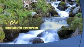  Presentation with emei mountain - Slide set consisting of small waterfall on mountain brook background and a tawny brown colored foreground